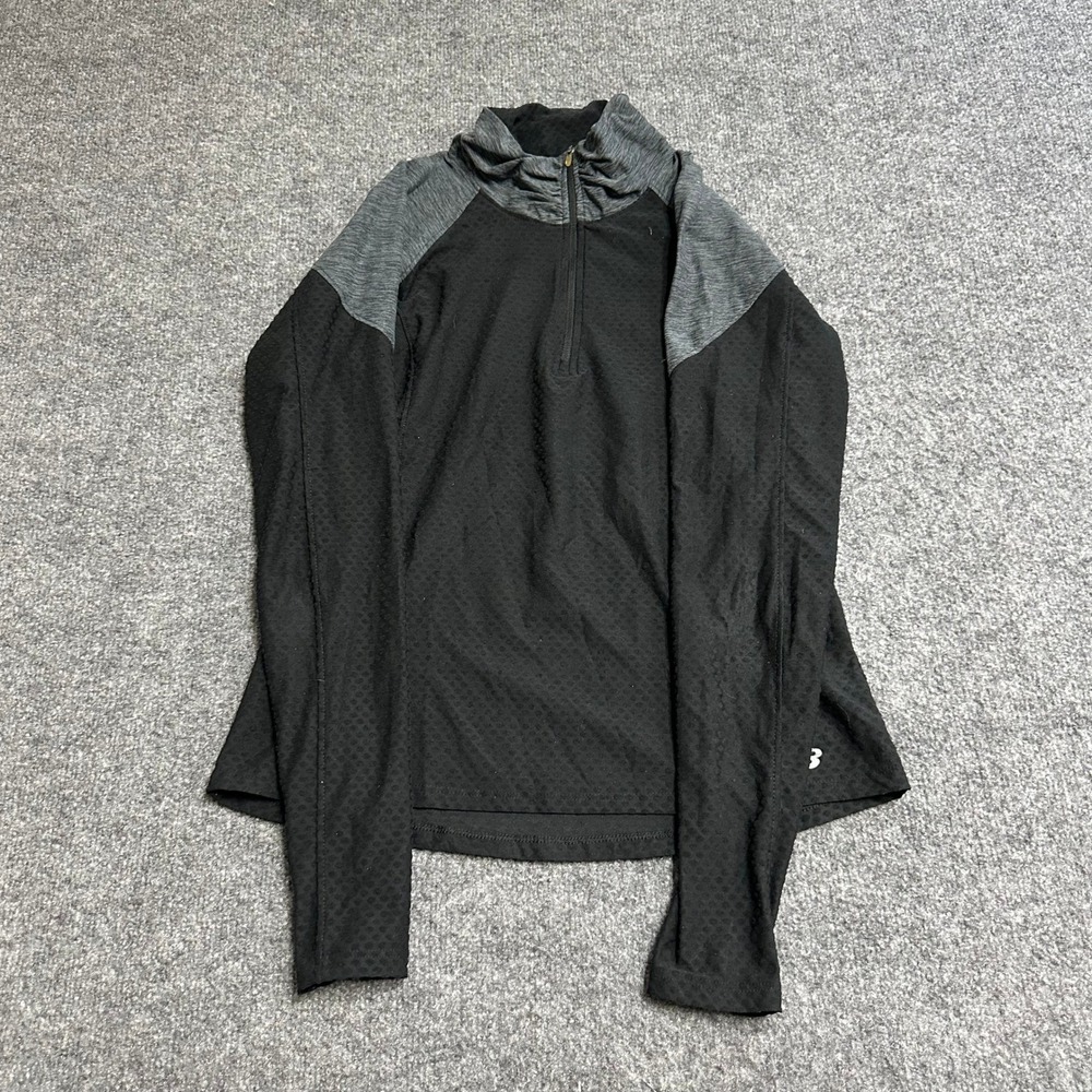 New Balance Pullover Womens Size M Black Grey Quarter Zip Athletic Running Top